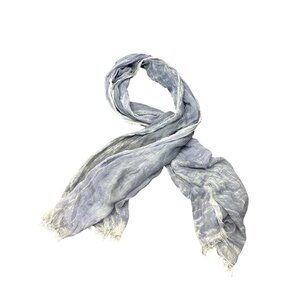Eileen Fisher Blue  White Tie Dye Whisper Silk Lightweight Scarf Made In Italy
